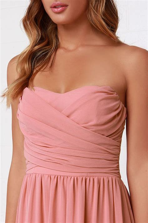 Royal Engagement Strapless Dusty Rose Maxi Dress