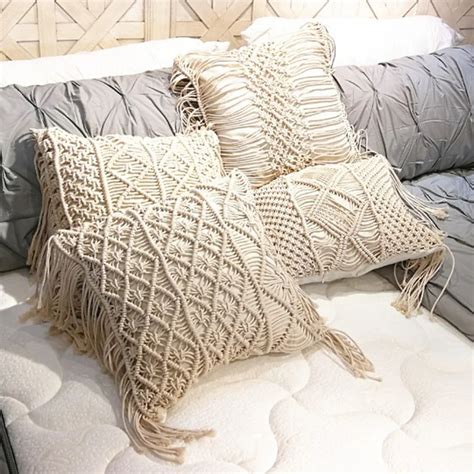 45 45cm 100 Cotton Linen Macrame Hand Woven Cotton Thread Pillow Covers Geometry Bohemia