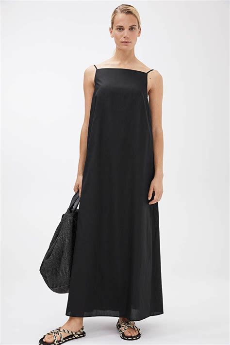 Cotton Voile Slip Dress Black ARKET DE Looks Moda Vestidos Casuais