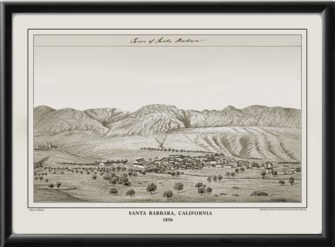 Santa Barbara CA 1856 Restored Map | Vintage City Maps