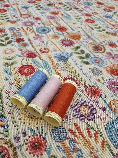 KEW GARDENS FLORAL Curtains Upholstery Cotton Mix Tapestry Fabric Etsy