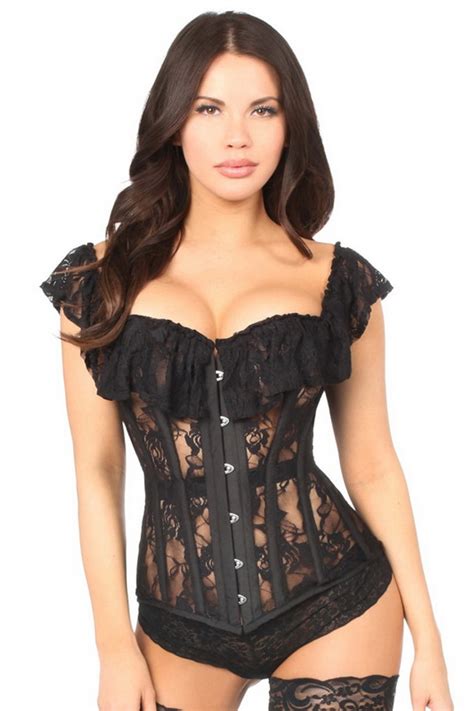 Plus Size Black Cotton Lace Up Steel Boned Corset Spicy Lingerie