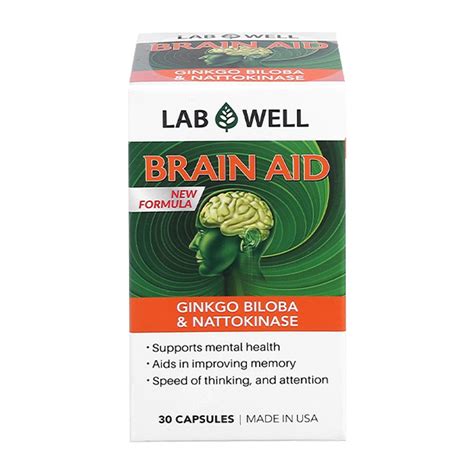 Lab Well Brain Aid Ginkgo Biloba Nattokinase bổ não lọ 30 viên