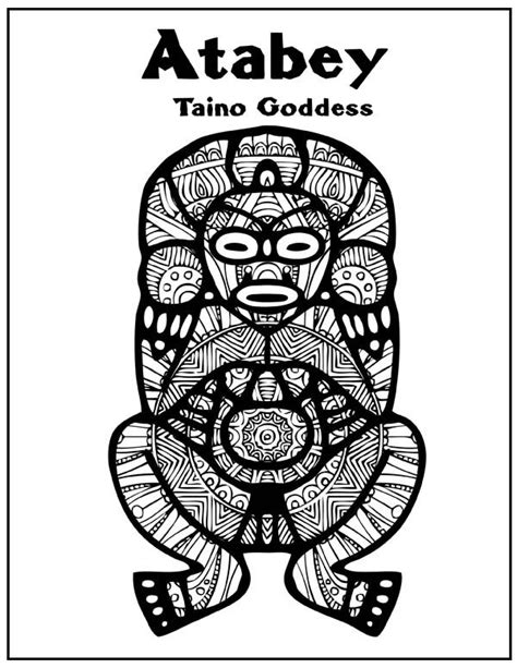 Atabey Taino Goddess Free Coloring Book Page