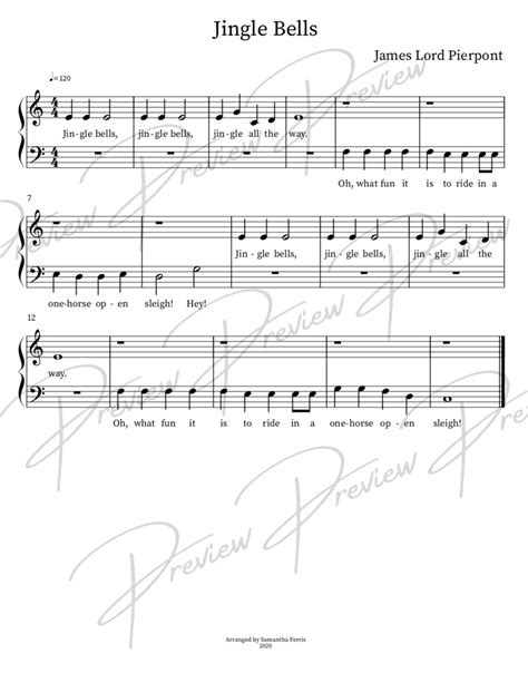 Jingle Bells Piano Sheet Music - Etsy