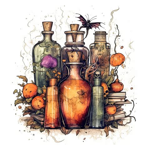 Premium AI Image | Watercolor Spooky Halloween Potion Bottle