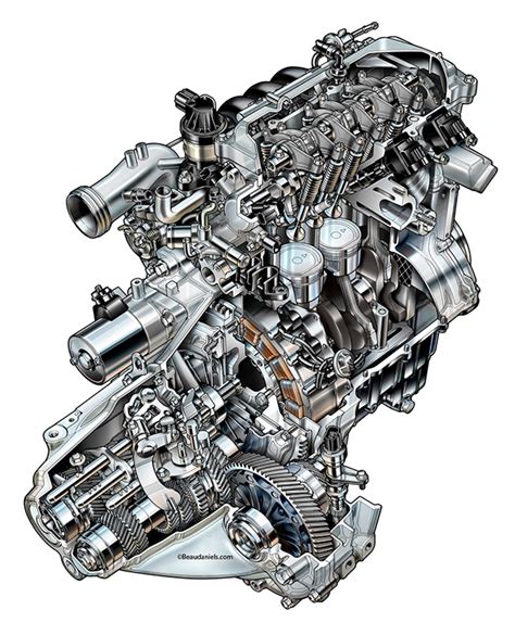 Technical Illustration Beau And Alan Daniels Cutaway Automotive Engines