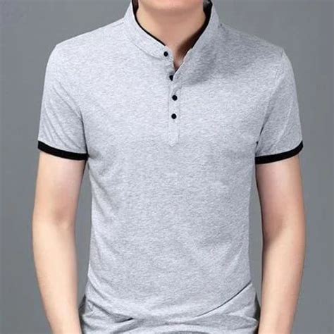 Mens Plain Stand Collar Neck T Shirt Size S 5xl At Rs 200 Piece In