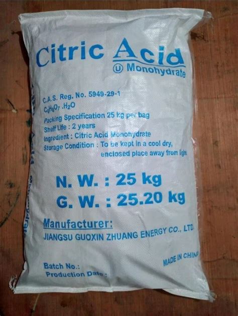 Citric Acid Monohydrate Packaging Size 25 Packaging Type Bag At Rs