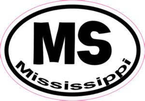 3in X 2in Oval MS Mississippi Sticker Vinyl Car Window State Bumper Decal