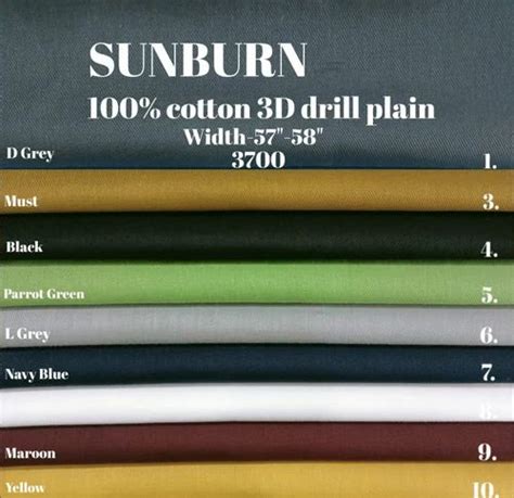 Sunburn 100 Cotton 3D Drill Plain Shirting Fabric For Making Shirt At