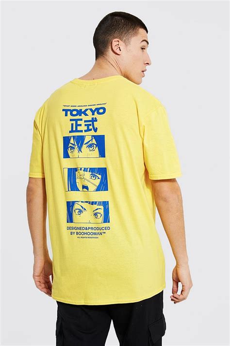 Mens Oversized Tokyo Back Graphic T Shirt Boohoo Uk