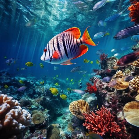 Premium Photo | Colorful fish sea clear water bottom image Generative AI