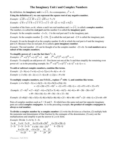 The Imaginary Unit i and Complex Numbers