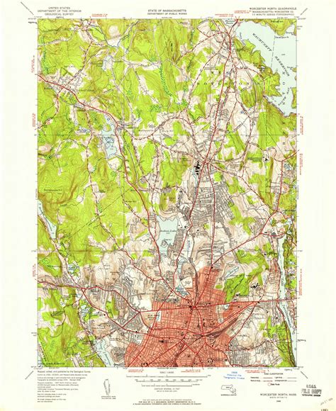 Worcester North Massachusetts Usgs Old Topo Map Reprint