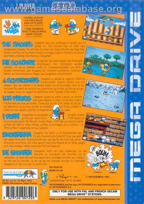 Smurfs The Sega Genesis Artwork Box Back