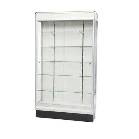 84''H Aluminum Glass Display with Adjustable Shelves & LED Lighting ...