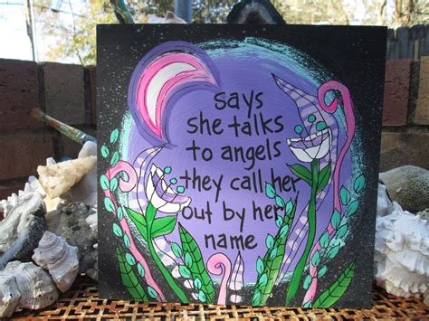 She Talks to Angels Song Lyrics Painting on 10 X 10' Wood Panel, Says ...