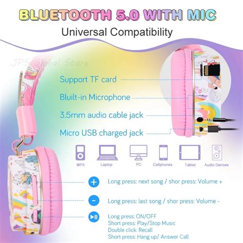 Wireless Rainbow Unicorn Headphones with Mic For Girls | Unilovers