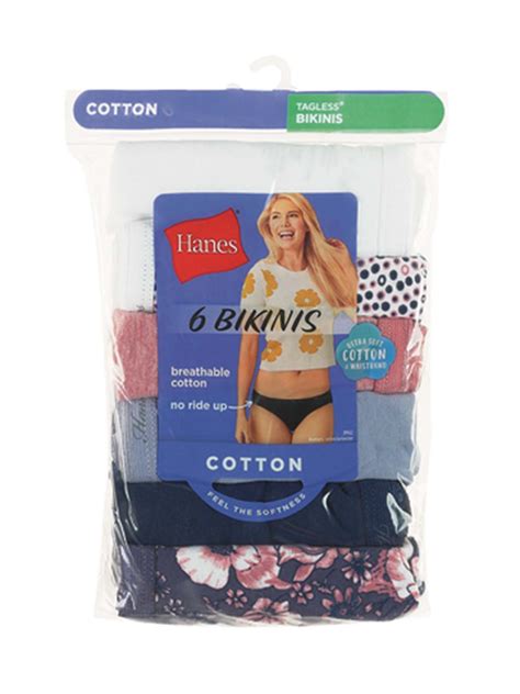 Hanes Womens Cotton Bikini Underwear 6 Pack