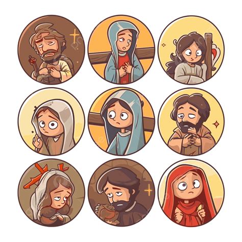 Gambar Percuma Jesus Christmas Icon Set Christian Vektor Ilustrasi Clipart Reka Bentuk Pelekat