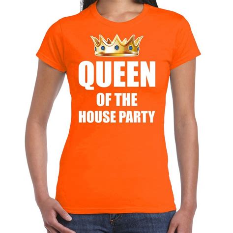 Koningsdag T Shirt Queen Of The House Party Oranje Voor Dames