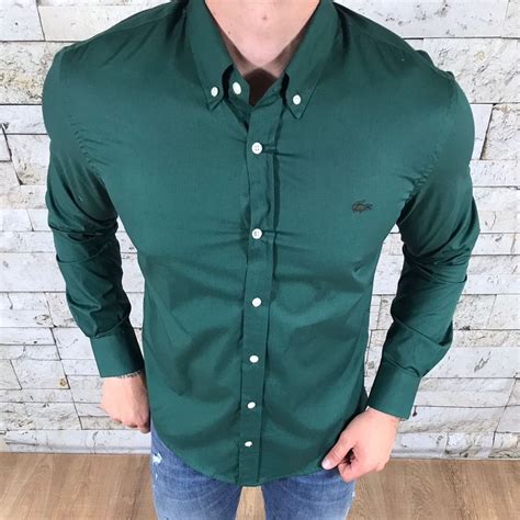 Camisa Social Verde Manga Longa Masculina Camisa Classic Fit