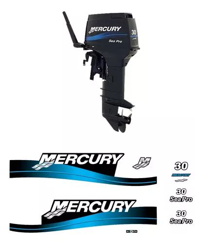 Kit Adesivos Faixa Motor De Popa Mercury Sea Pro 30 Hp