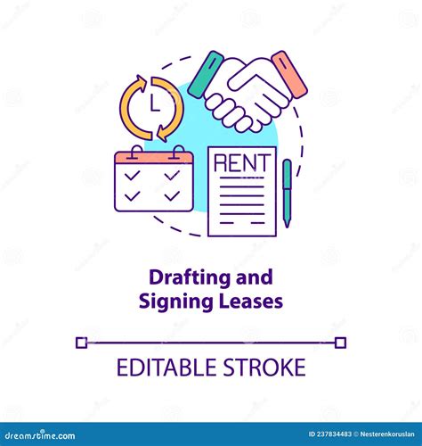 Drafting And Signing Leases Concept Icon Stock Vector Illustration Of