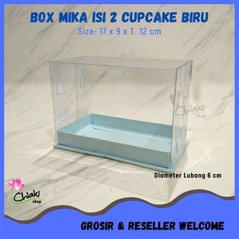 Jual Box Mika Cupcake Isi 2 Biru Uk 17 X 9 X 12 Cm Muffin Donat Pudding