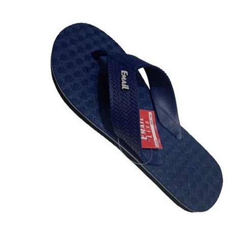 Navy Blue Regular Men Rubber Hawai Slipper Design Pattern Matt