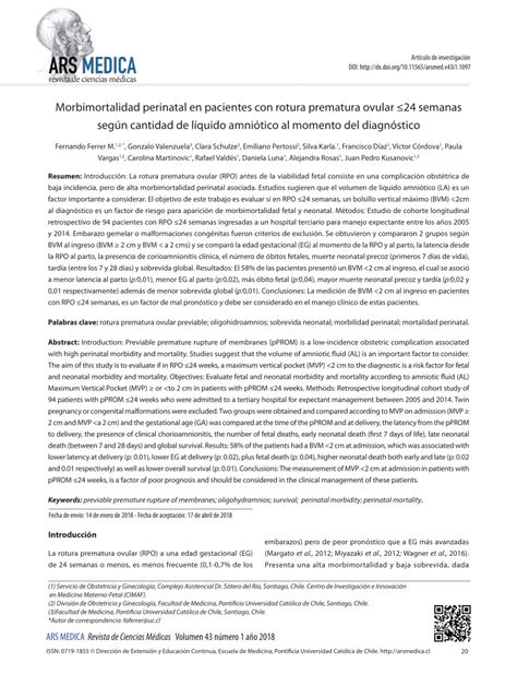 Pdf Morbimortalidad Perinatal En Pacientes Con Rotura Prematura