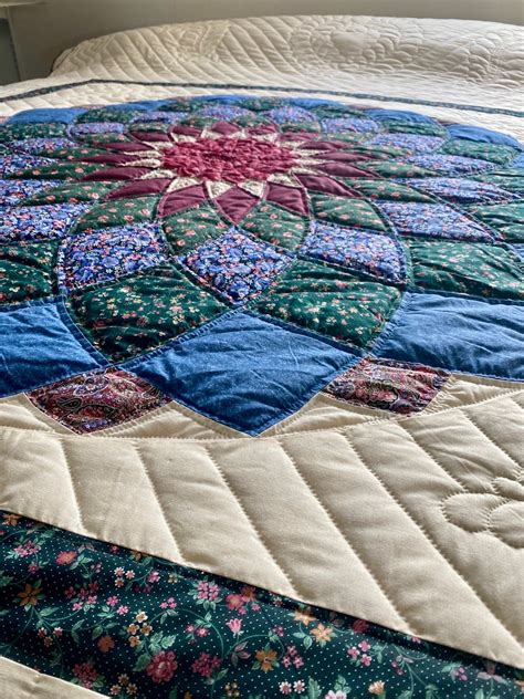 Amish Quilt for Sale Giant Dahlia Amish Quilt New Queen Quilt | Etsy