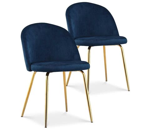 Lot De Chaises Cecilia Velours Bleu Pieds Or