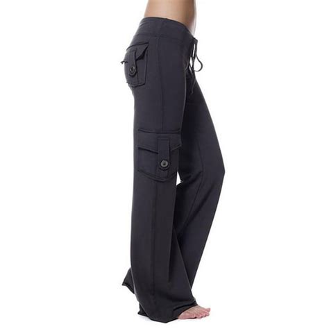 Htnbo Plus Size Cargo Pants For Women High Waist With Pockets Wide Leg