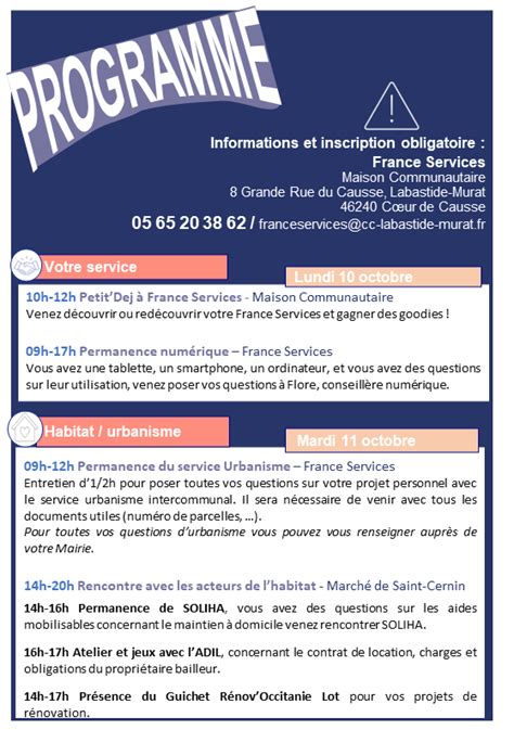 Programme des Journées portes ouvertes France Services