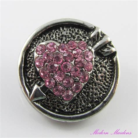 Noosa Style Rhinestone Arrow Heart Snap On Chunk Button Mm Ebay