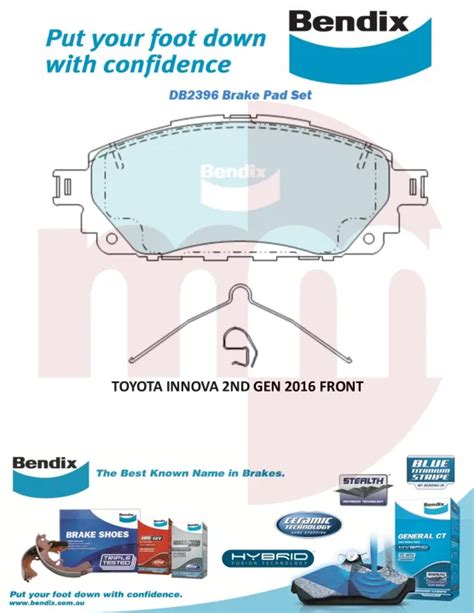 BENDIX GCT Brake Pads For Toyota Innova 2nd Gen 2016 Front ORIGINAL