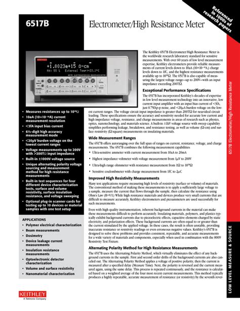 6517B Electrometer High Resistance Meter