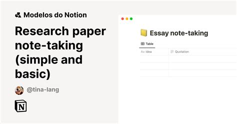 Galeria De Modelos Do Notion — Research Paper Note Taking Simple And