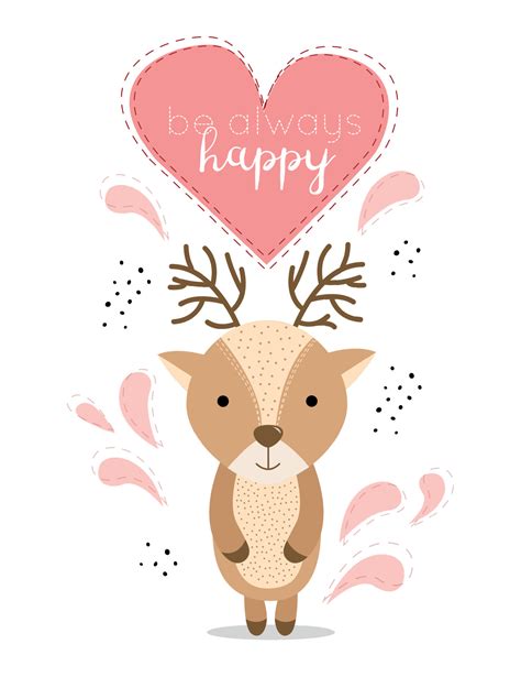 Deer Illustration Postcard Greeting Card Card With A Deer Greeting