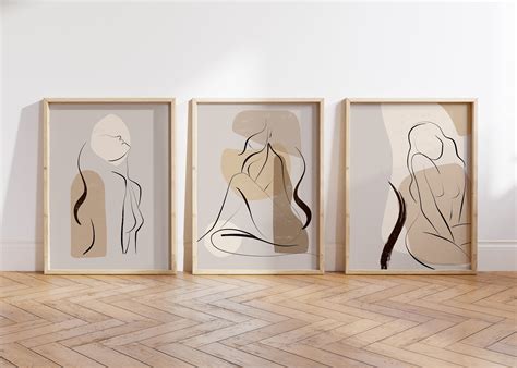 Neutral Wall Prints Naked Line Art Wall Decor Neutral Etsy UK