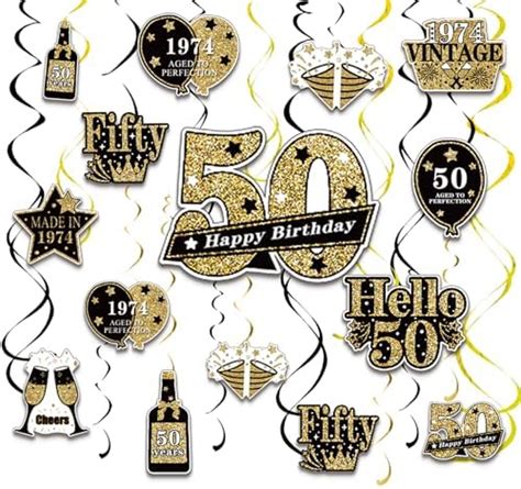 Zyxqq 50pcs 50th Birthday Decorations Black Gold Vintage