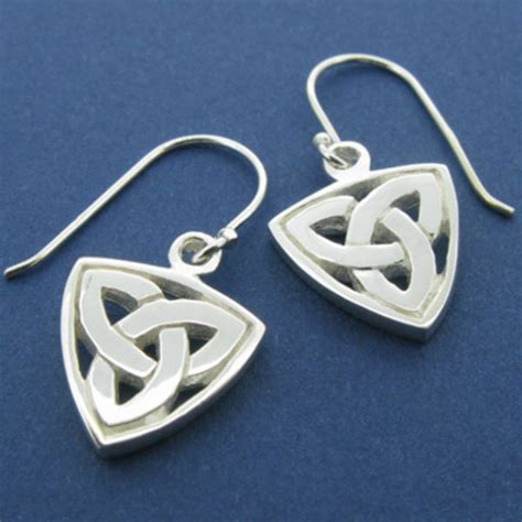 Silver Trinity Knot Border Drop Earring Irish Handmade Gifts