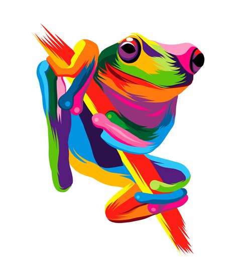 Abstract tree frog from multicolored paints. Colored drawing. Vector illustration of paints ...