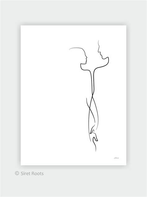 Romantic Couple Art Print Minimalist Line Drawing Of A Man Etsy In 2021 Line Art Drawings