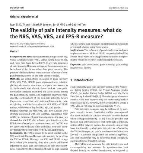 Physio Meets Science On Twitter The Validity Of Pain Intensity