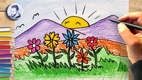 Comment Dessiner Un Paysage De Printemps YouTube