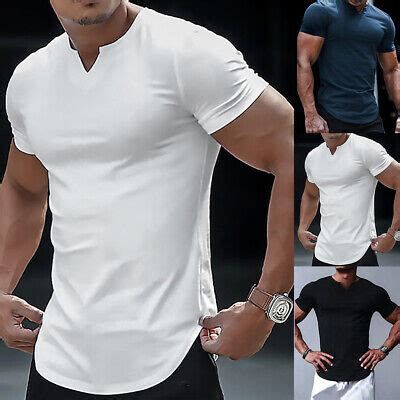 Men S Summer Short Sleeve T Shirt Solid Gym Slim Fit Sport Muscle Tops