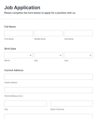 Retail Employment Application Template